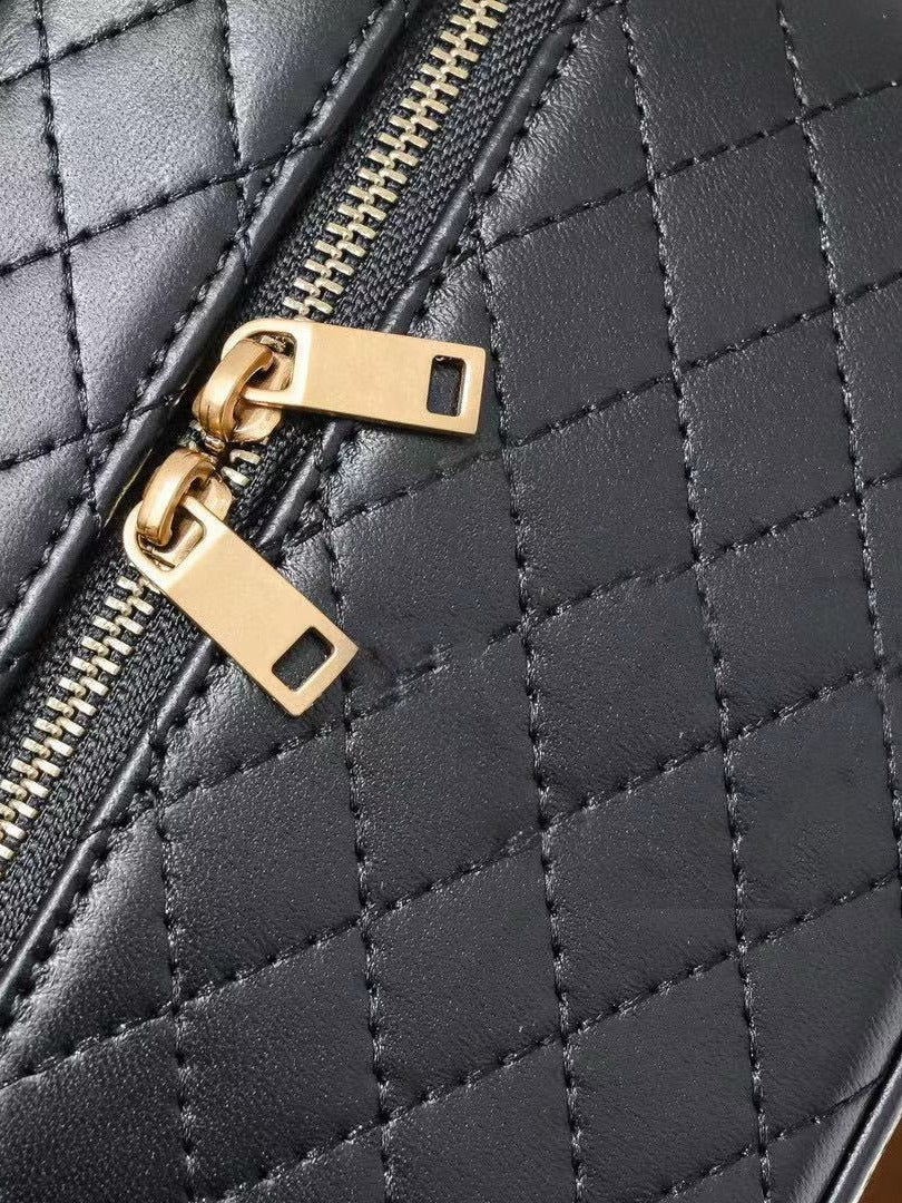Women's Diamond Plaid Cowhide Box Makeup Lunch High-grade Small Square Bags