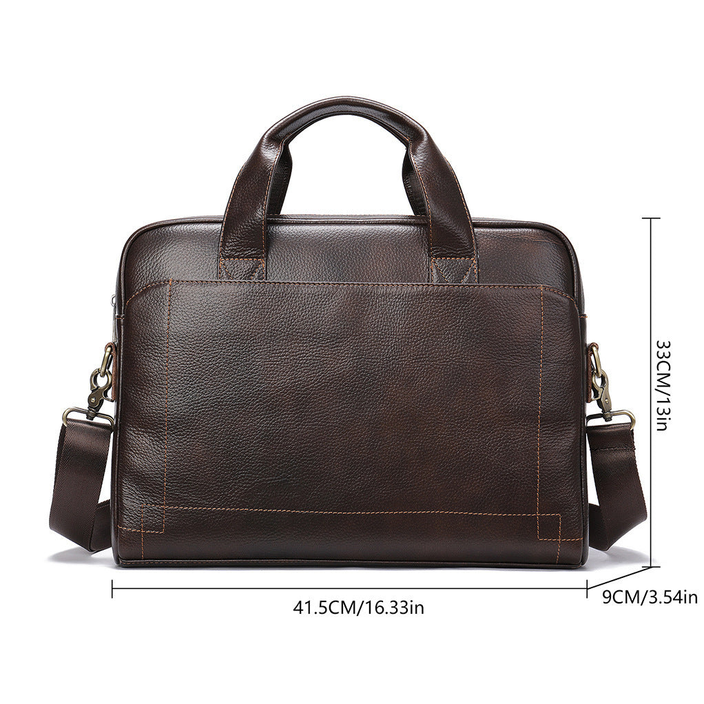 Men's Business Leather High-grade First Layer Cowhide Portable Commuter Men's Briefcase