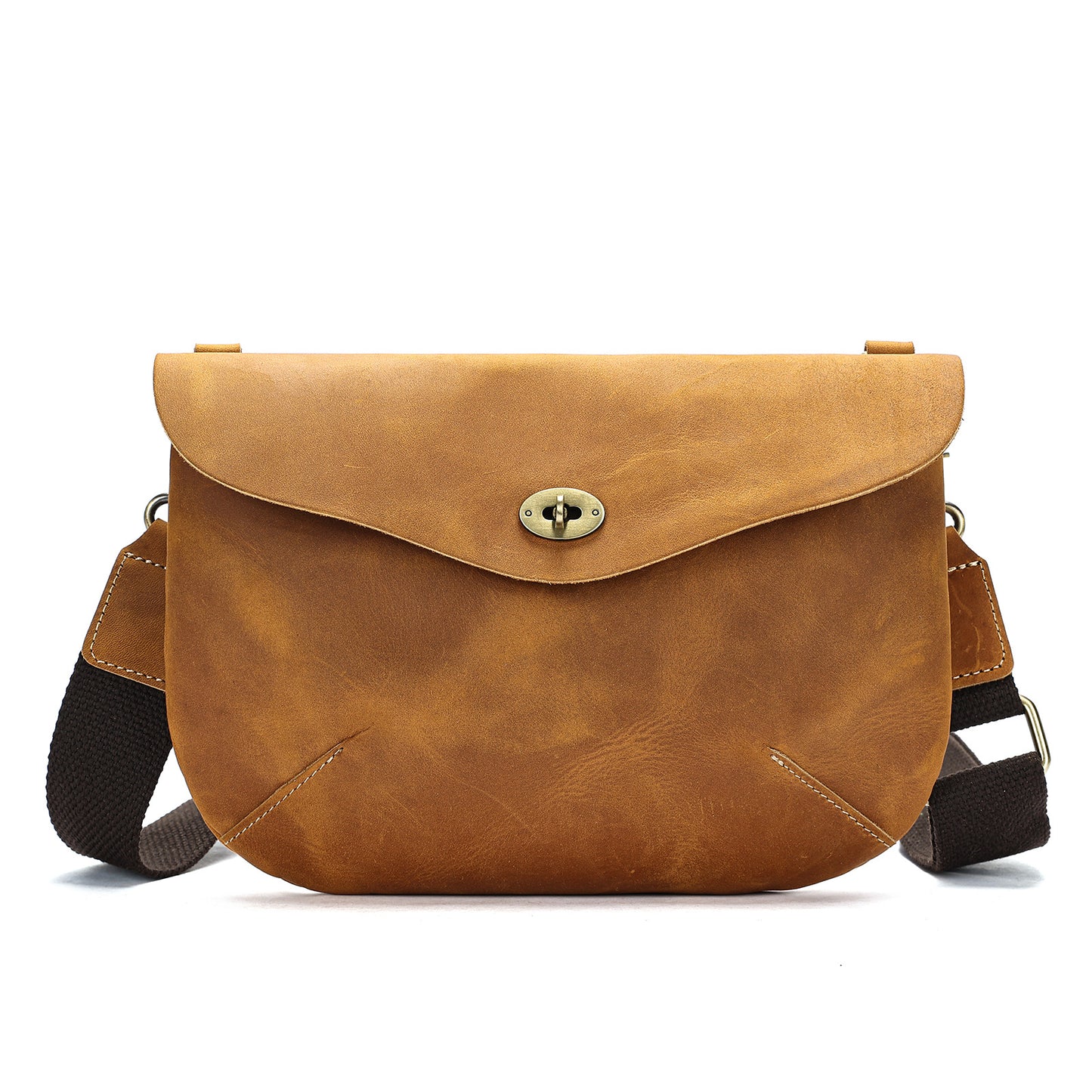 Men's Crazy Horse Leather Genuine Fashion Cover Business Trends Men's Shoulder Bag