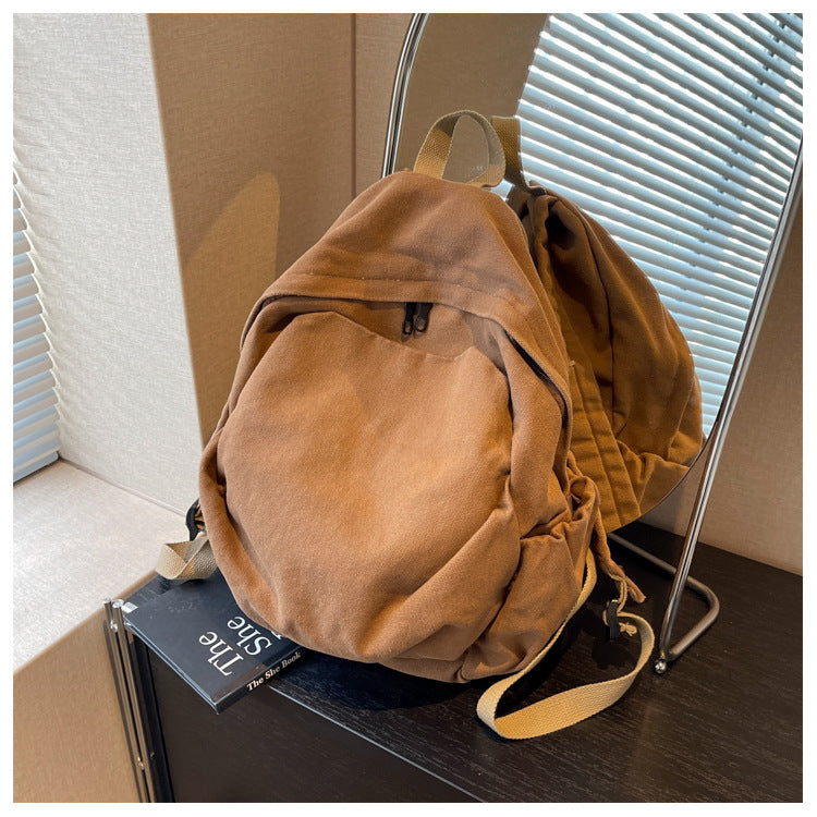 Women's Washed Canvas Artistic Korean Style Preppy Universal Backpack