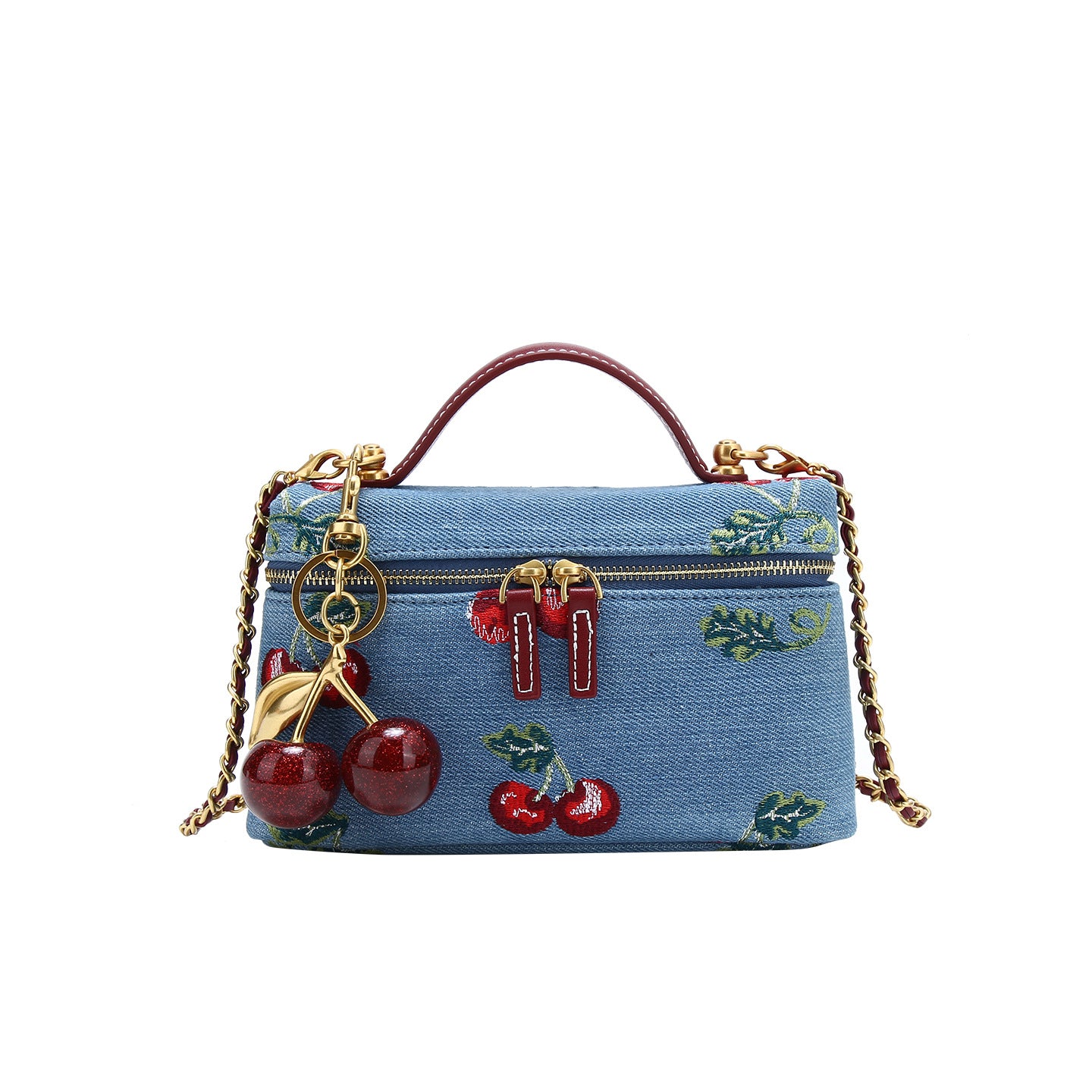 Graceful Retro Embroidered Denim Box High-grade Small Square Bags