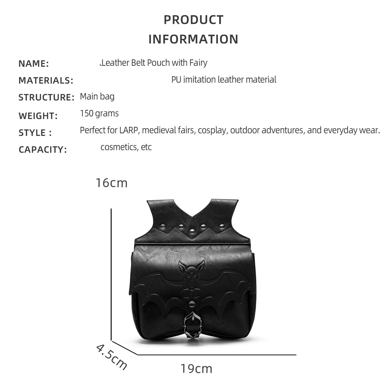 Women's & Men's Dark Bat Vintage Leather Festival Props Women's Chest Bag, Fanny Pack