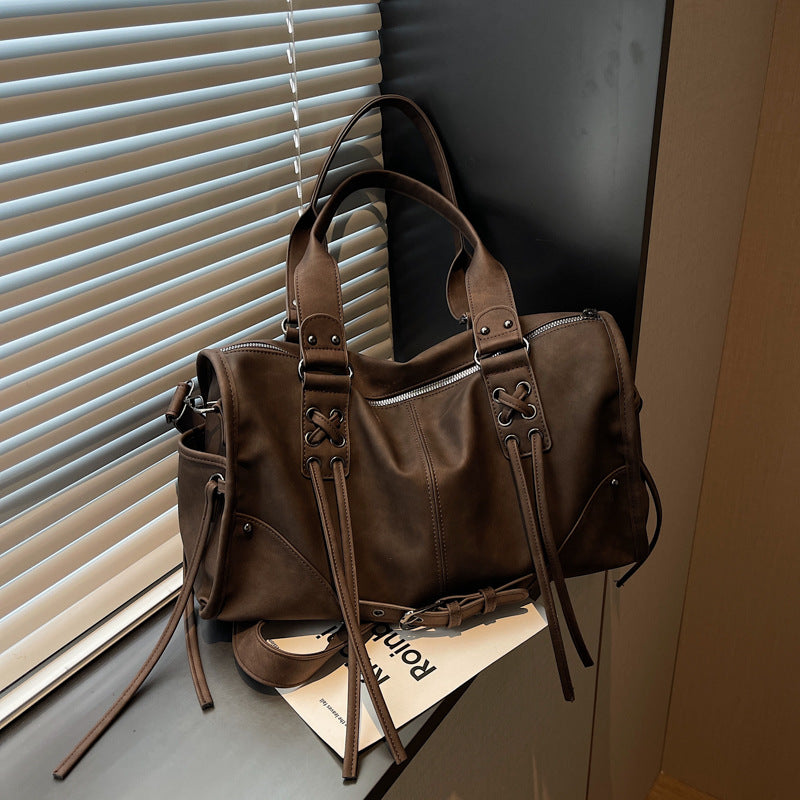 Women's Loose Retro Frosted Large Capacity Commuter Women's Shoulder Bag