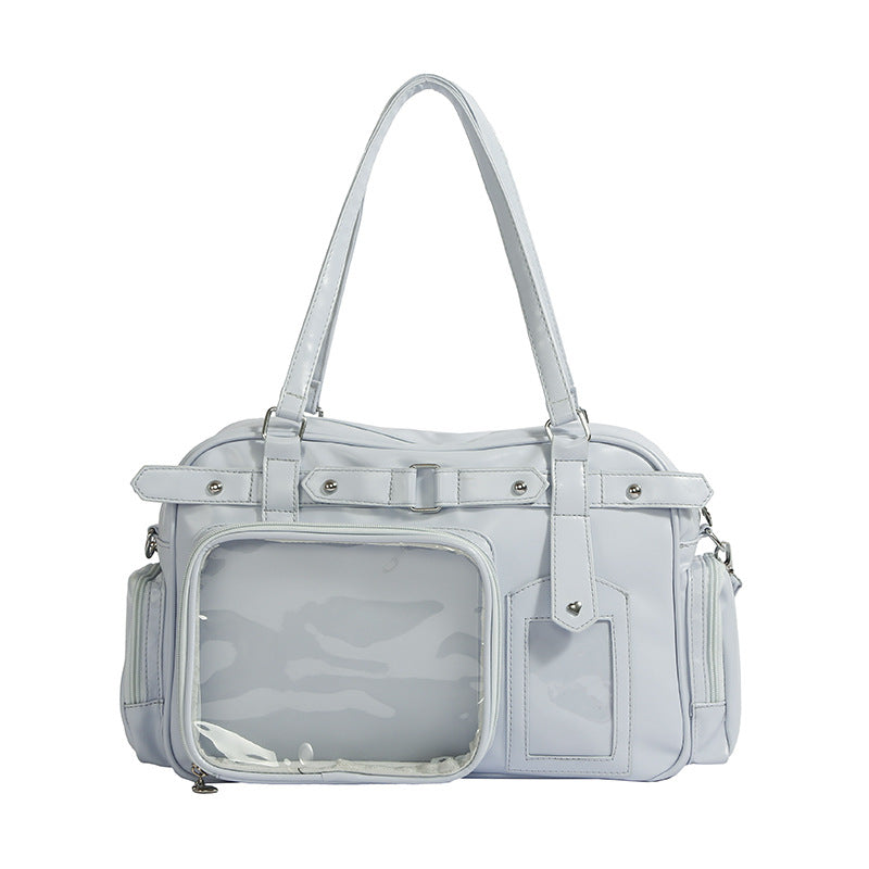 Trendy Cartoon Large Capacity Transparent Two-dimensional Bar Good-looking Women's Handbag