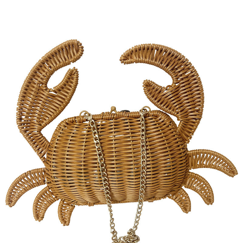 Rattan Crab Woven Storage Fun Seaside Women's Handbag