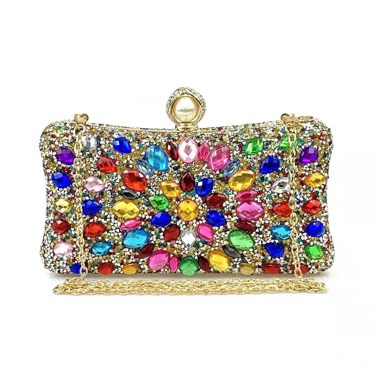 Colorful Shiny Gemstone Diamond Banquet Bride Clutch Bags