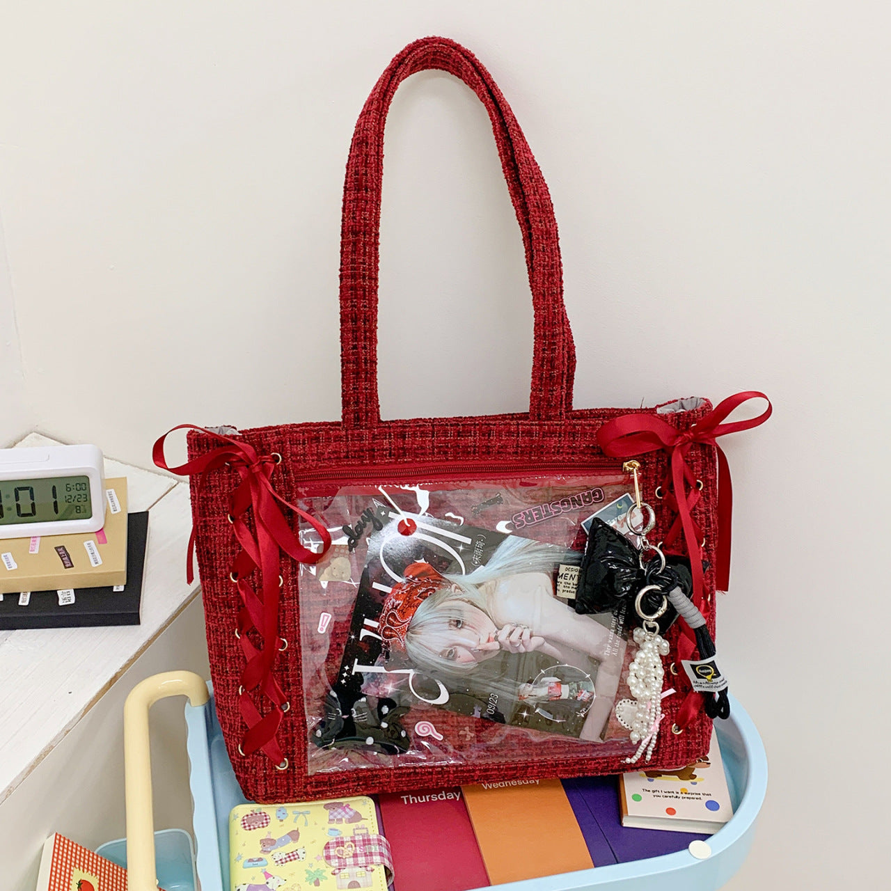 Women's Capacity Two-dimensional Transparent Cartoon Fashion Fresh Trend Backpacks