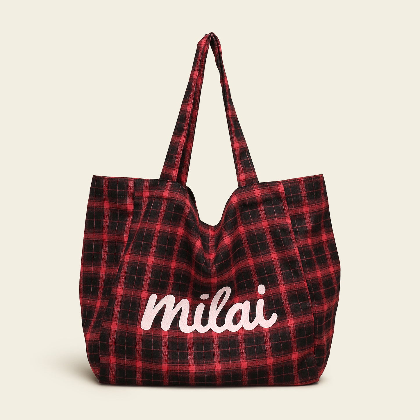 Women's Korean Style Plaid Versatile Fashion Letter Printed Contrast Color Bags