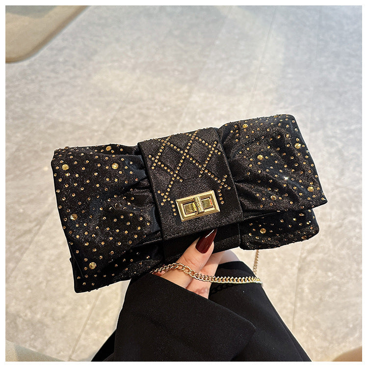 Bow Full Diamond Light Luxury Banquet Clutch Dinner Bag