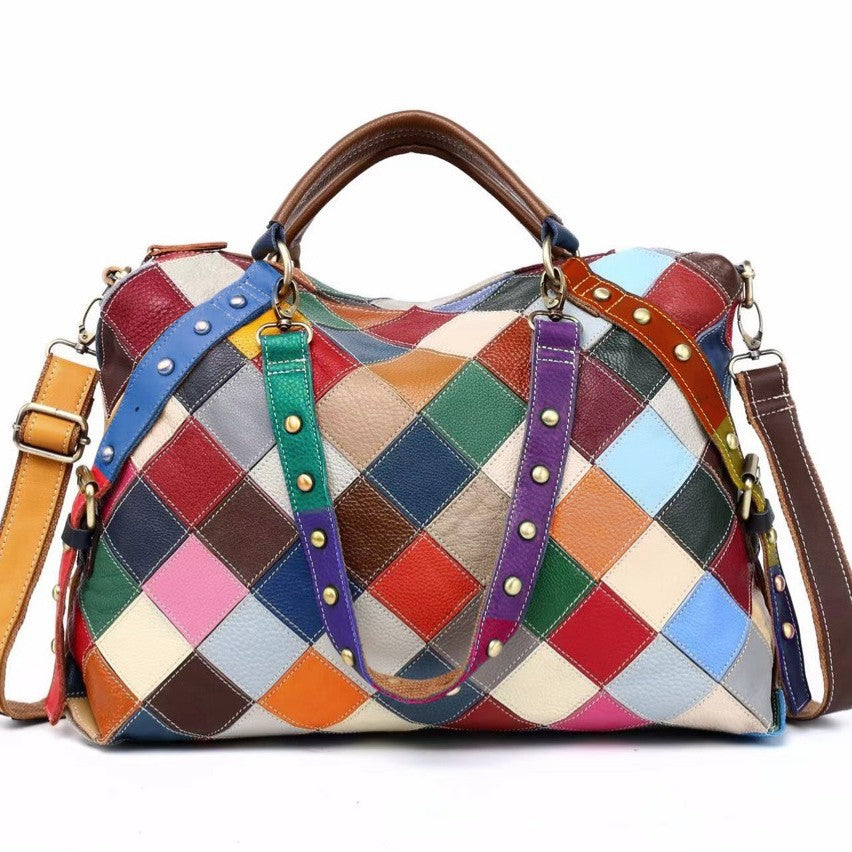 Women's Source Distribution Leather Cowhide Colorful Flower Bags
