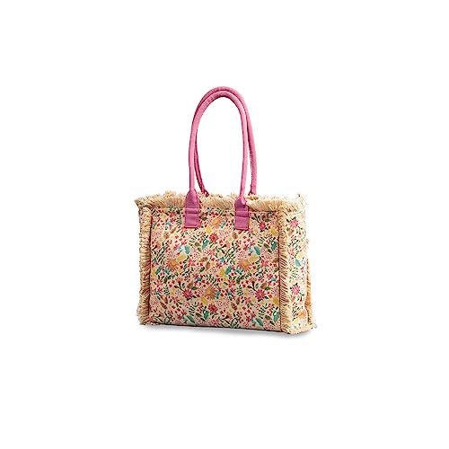 Women's Bohemian Vintage Zipper Large Capacity Canvas Tote Bag