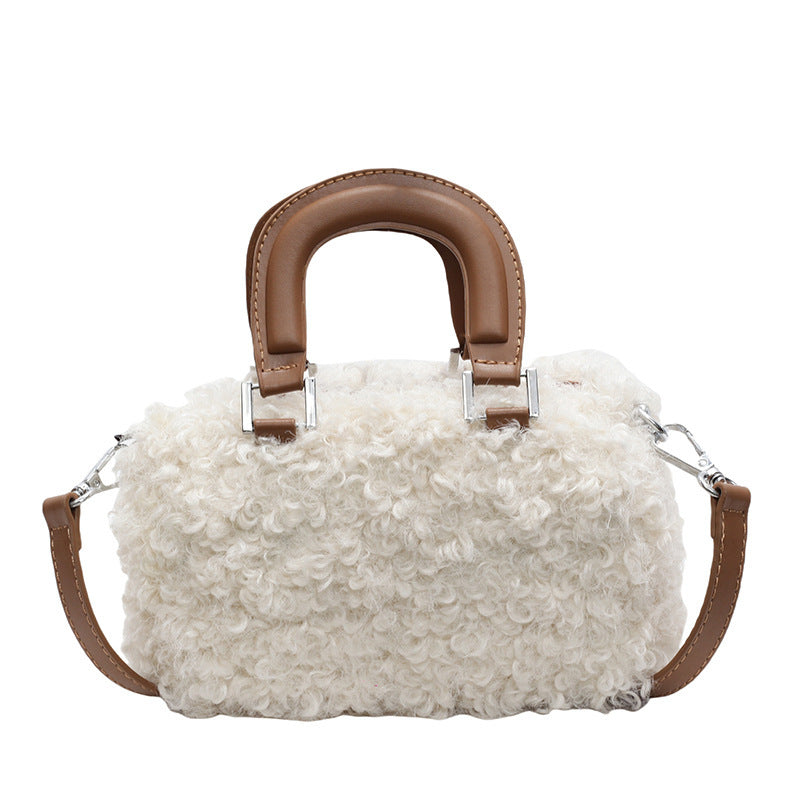 Niche Lamb Plush Female Mori Cute Hand Holding Pillow Women's Shoulder Bag