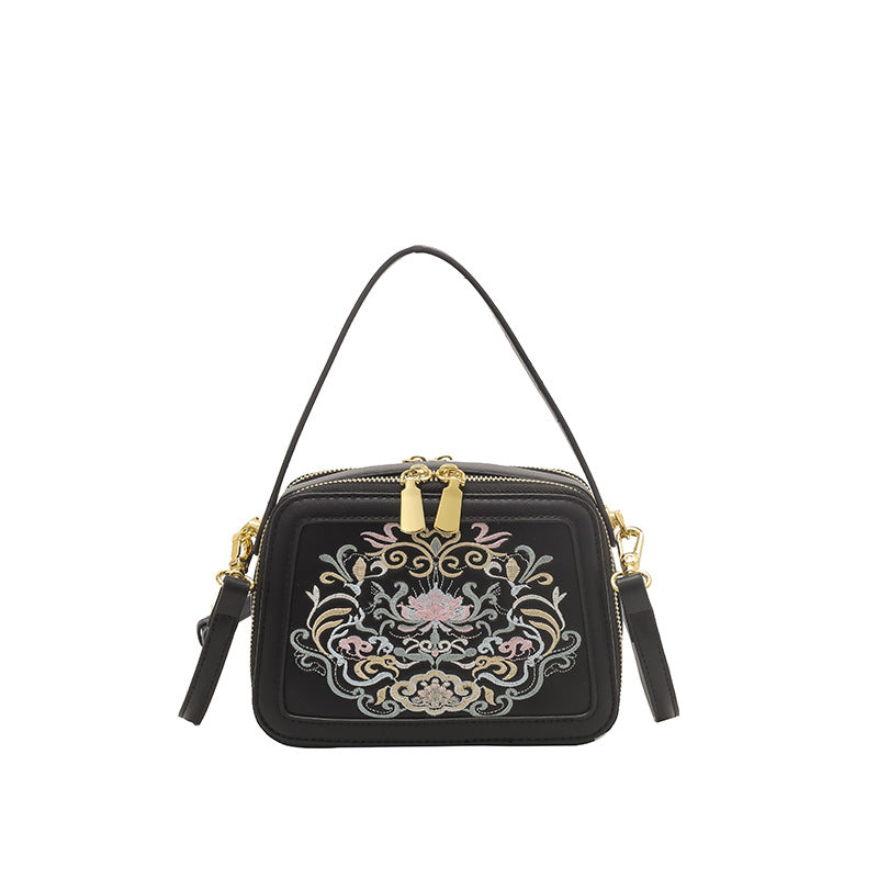 Women's Artistic Chinese Style Round Zipper Ancient Women's Messenger Bag