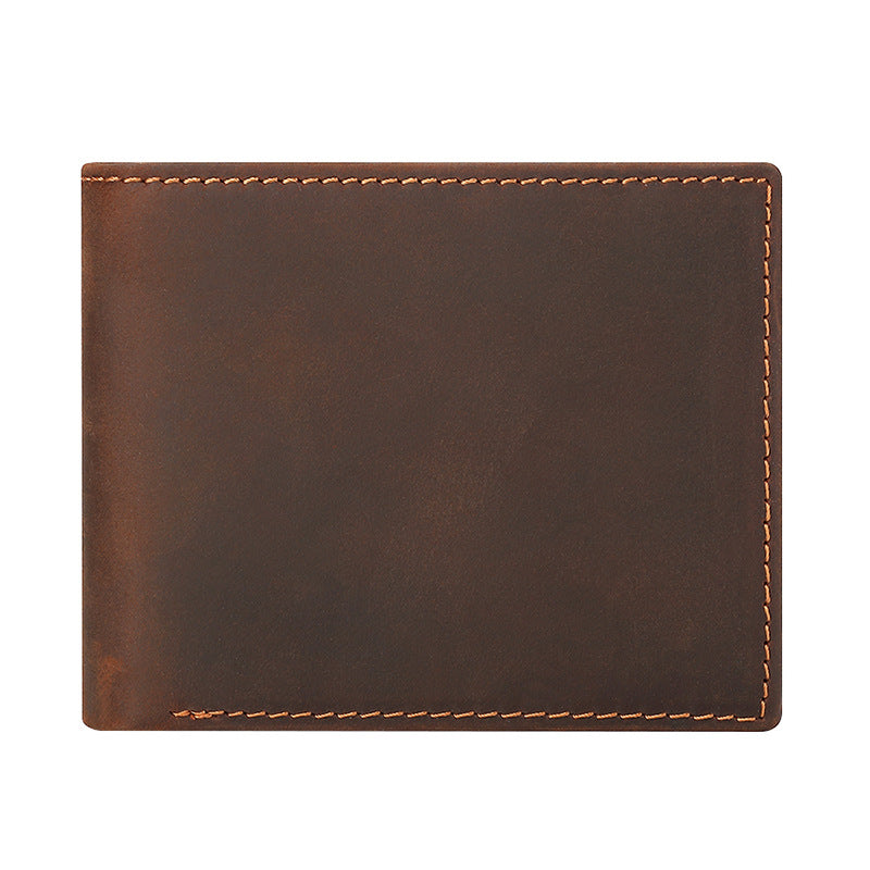 Men's Horse Leather Dollar Multiple Slots Credit First Men's Wallet