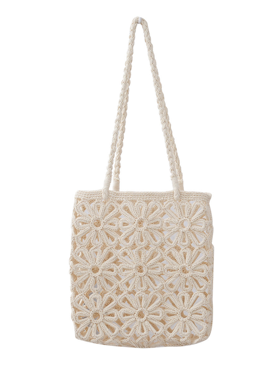Women's Thread Woven Hollow Flower Handmade One Portable Seaside Women's Shoulder Bag