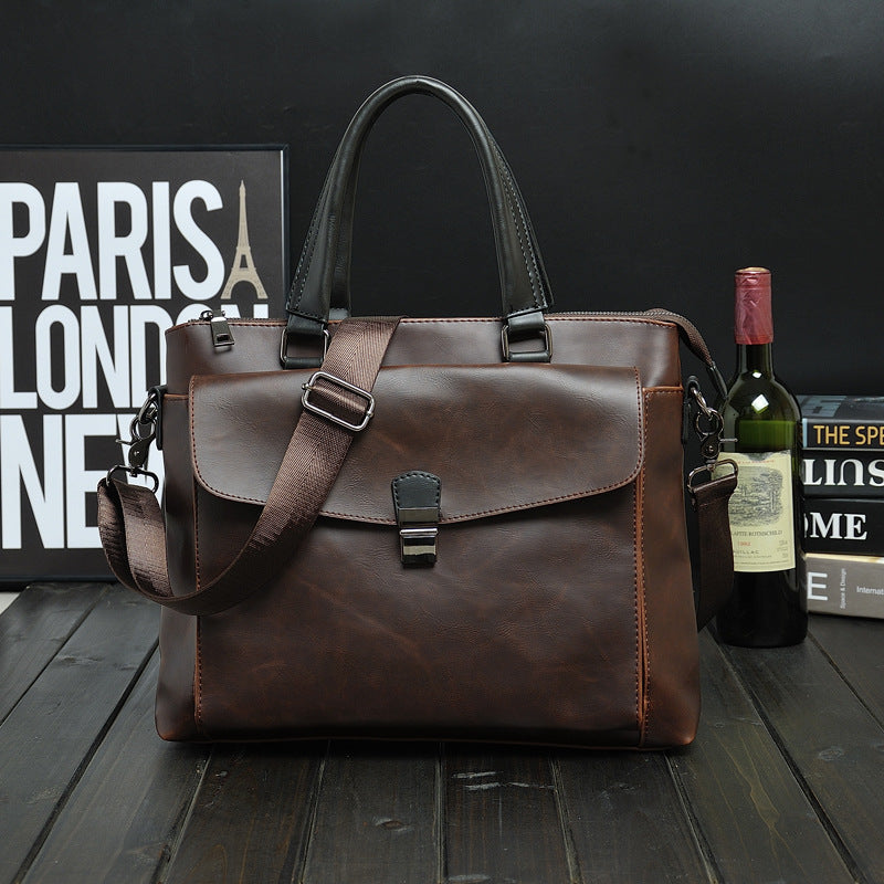Men's Horse Leather Portable Business Trip Lightweight Retro Men's Tote