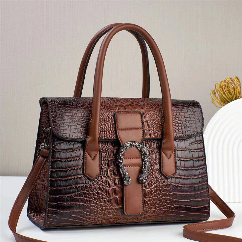 Fashion Alligator Print Large Capacity Versatile Party Shopping Women's Handbag