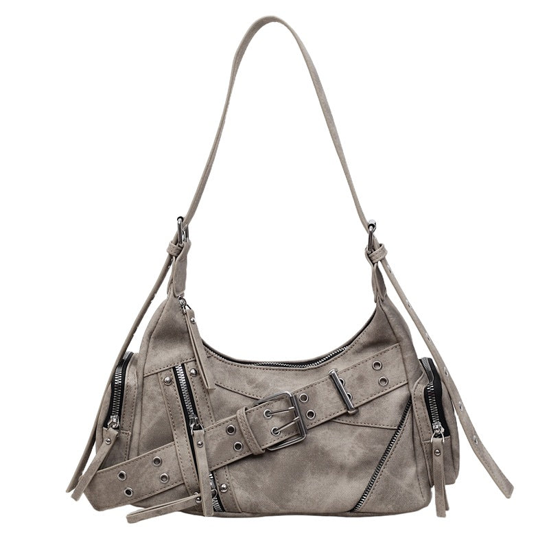 Women's Retro Trendy Underarm Niche Motorcycle Versatile Bags