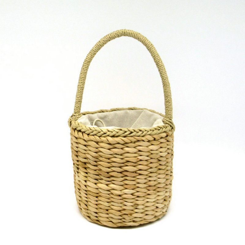 Women's Husk Straw Barrel Woven Vacation Beach Women's Handbag