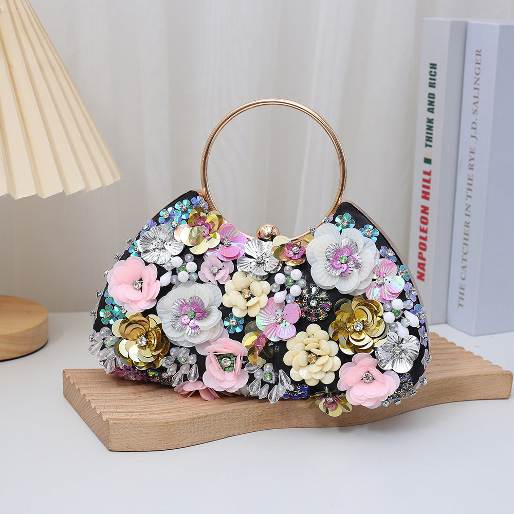 Women's Cheongsam Banquet Clothes Flower Sequin Temperamental Handbags