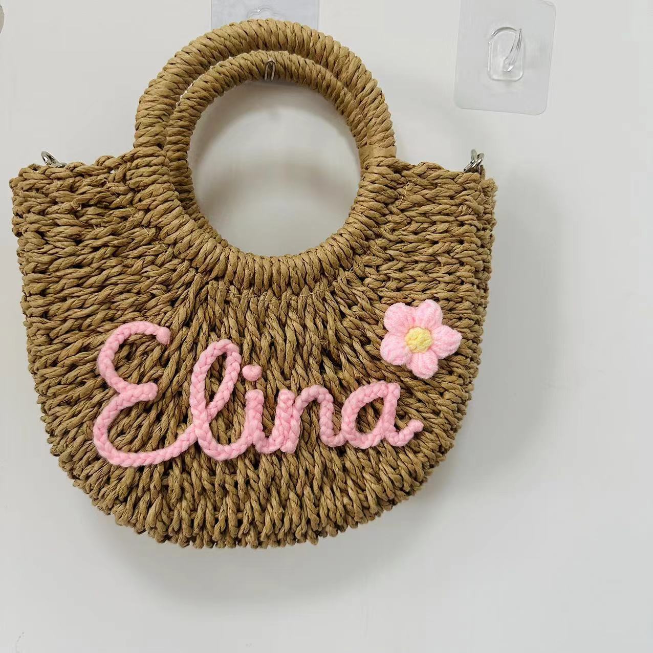 Letter Name Seaside Vacation Style Straw Women's Handbag