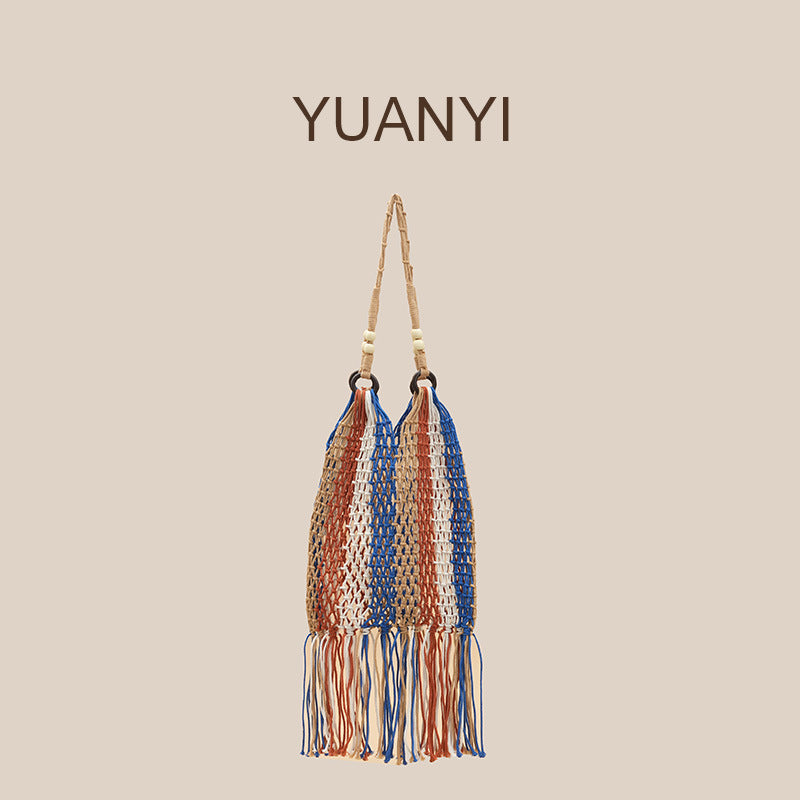 Women's Straw Cotton String Hollow Beach Handbags