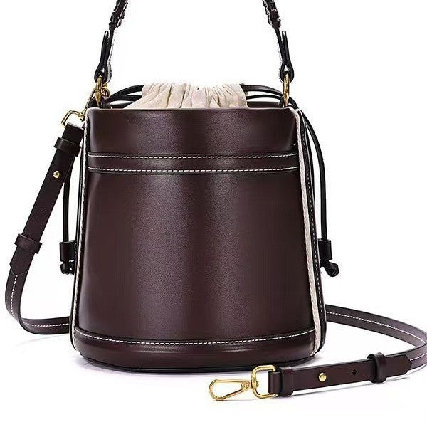 Women's Z Portable Woven Beach Trendy Color Collision Bucket Bags