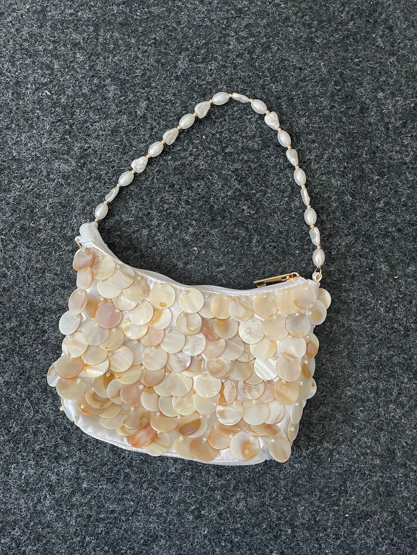Handmade Beaded Shell Fritillary Pearl Hand Dinner Bag