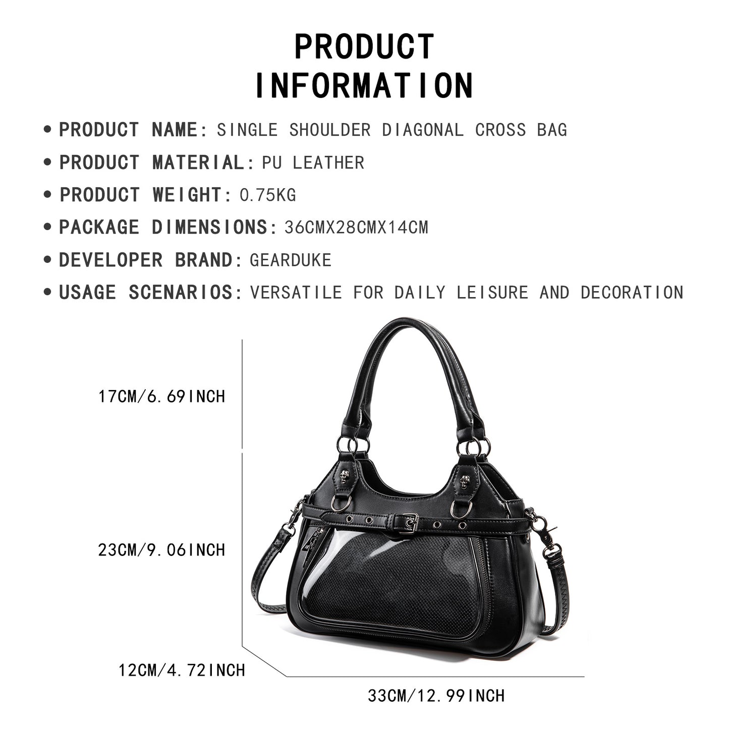 Cartoon Daily Bar Transparent Window Display Detachable Women's Shoulder Bag
