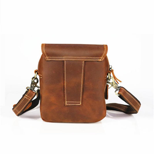 Men's Cover Top Layer Cowhide Crazy Horse Leather Retro Men's Shoulder Bag