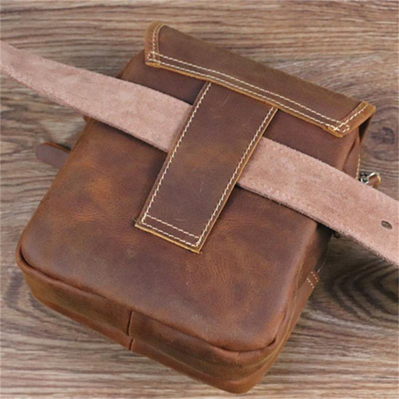 Men's Cover Top Layer Cowhide Crazy Horse Leather Retro Men's Shoulder Bag