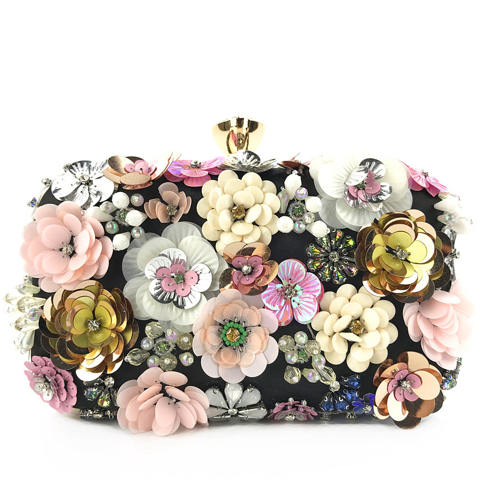 Women's Fashion Handmade Flower Beaded Banquet Wedding Dinner Bag