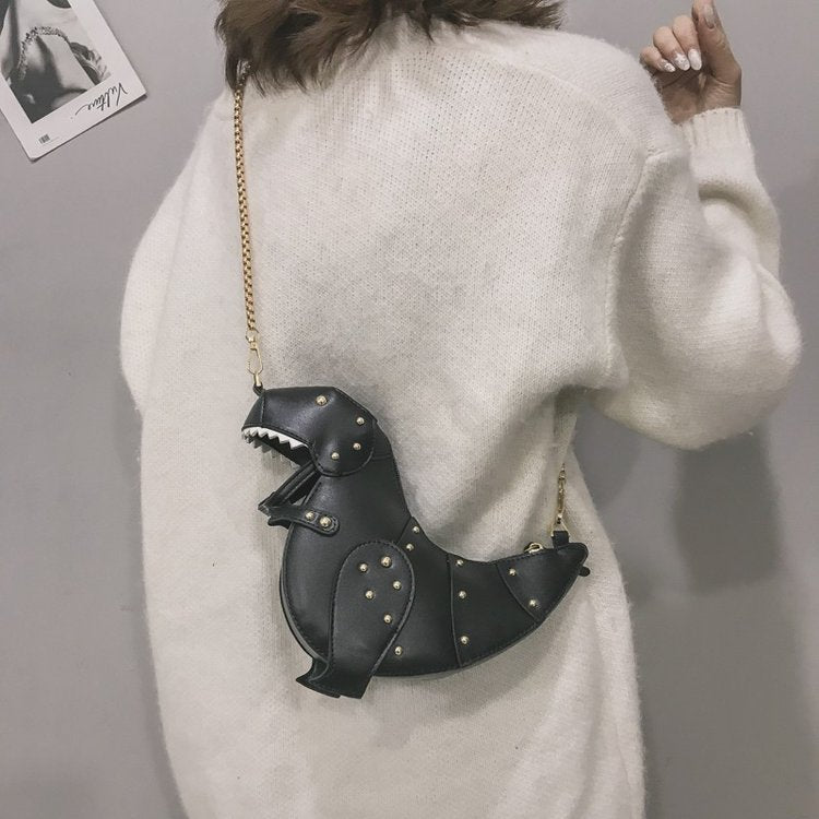 Women's Personality Trendy Fashion Rivet Dinosaur Cartoon Bags