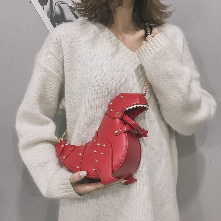 Women's Personality Trendy Fashion Rivet Dinosaur Cartoon Bags