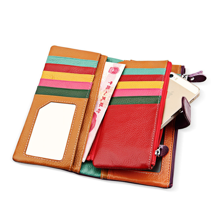 Women's Cowhide Long Multifunctional Multiple Slots Card Holder