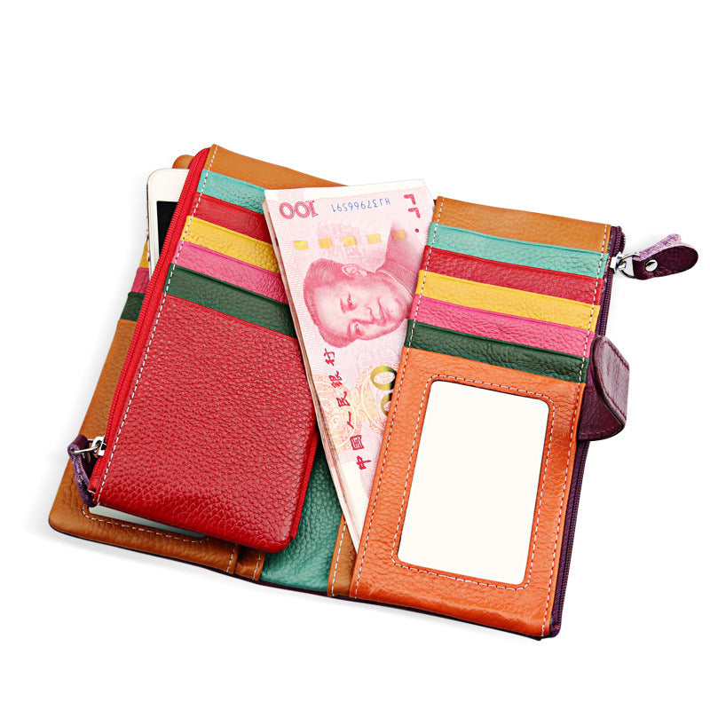 Women's Cowhide Long Multifunctional Multiple Slots Card Holder