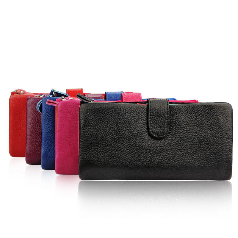 Women's Cowhide Long Multifunctional Multiple Slots Card Holder