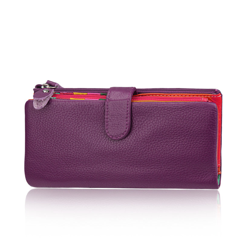 Women's Cowhide Long Multifunctional Multiple Slots Card Holder