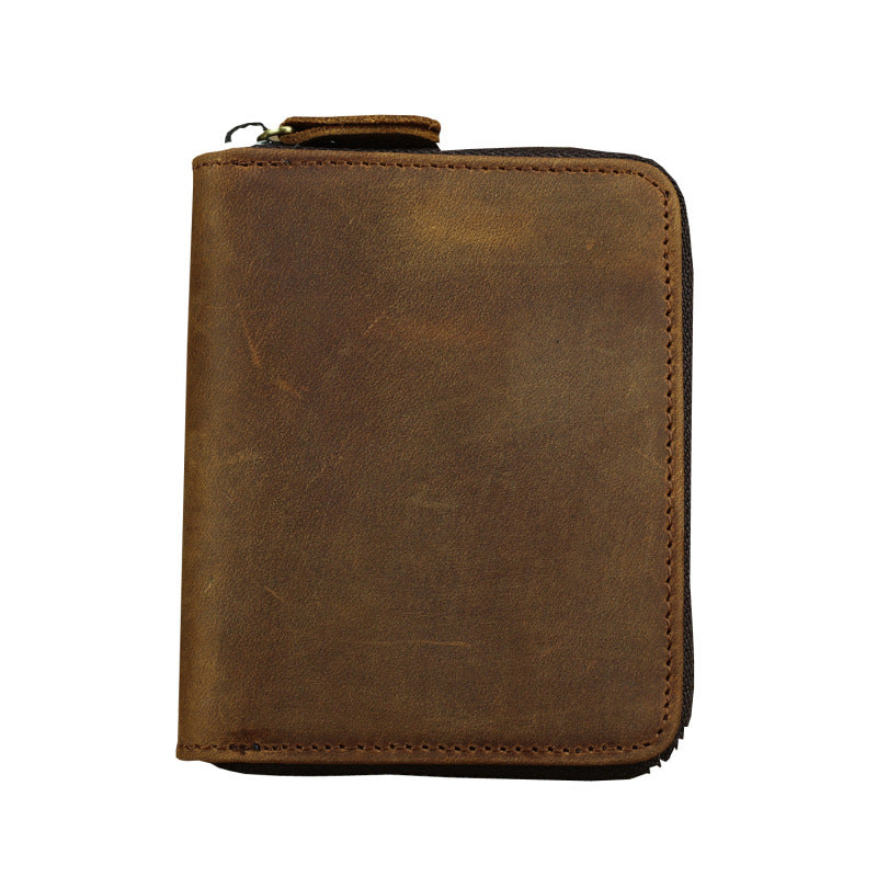 Men's Vintage Crazy Horse Leather Chain First Layer Ladies Wallet