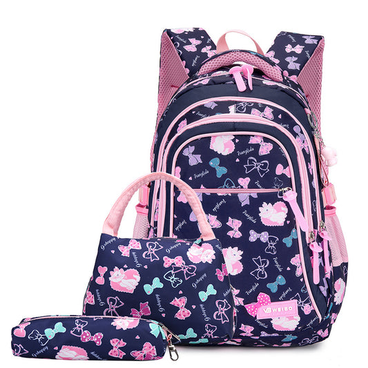 Elegant Korean Style Waterproof Three-piece Set Primary School Bag