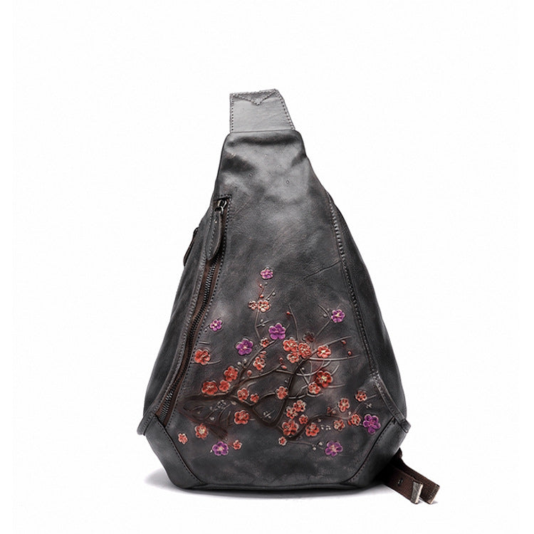 Women's Retro Hand-rub Color Genuine Leather Vegetable Women's Chest Bag, Fanny Pack