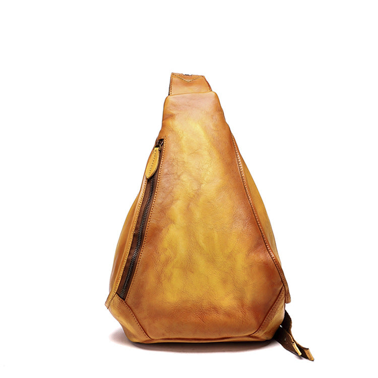 Women's Retro Hand-rub Color Genuine Leather Vegetable Women's Chest Bag, Fanny Pack