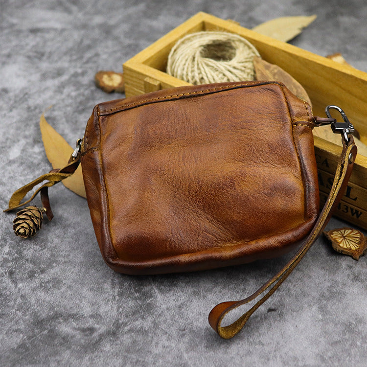 Women's Handmade Coloring Portable Couple Cowhide Storage Ladies Wallet