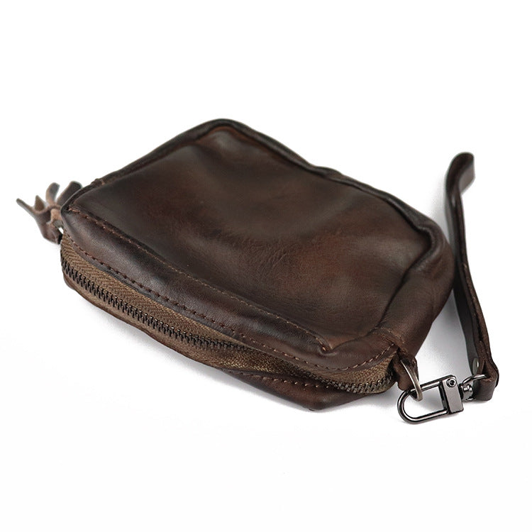 Women's Handmade Coloring Portable Couple Cowhide Storage Ladies Wallet