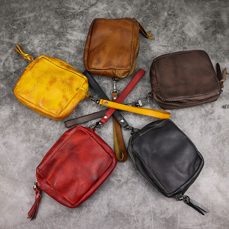 Women's Handmade Coloring Portable Couple Cowhide Storage Ladies Wallet