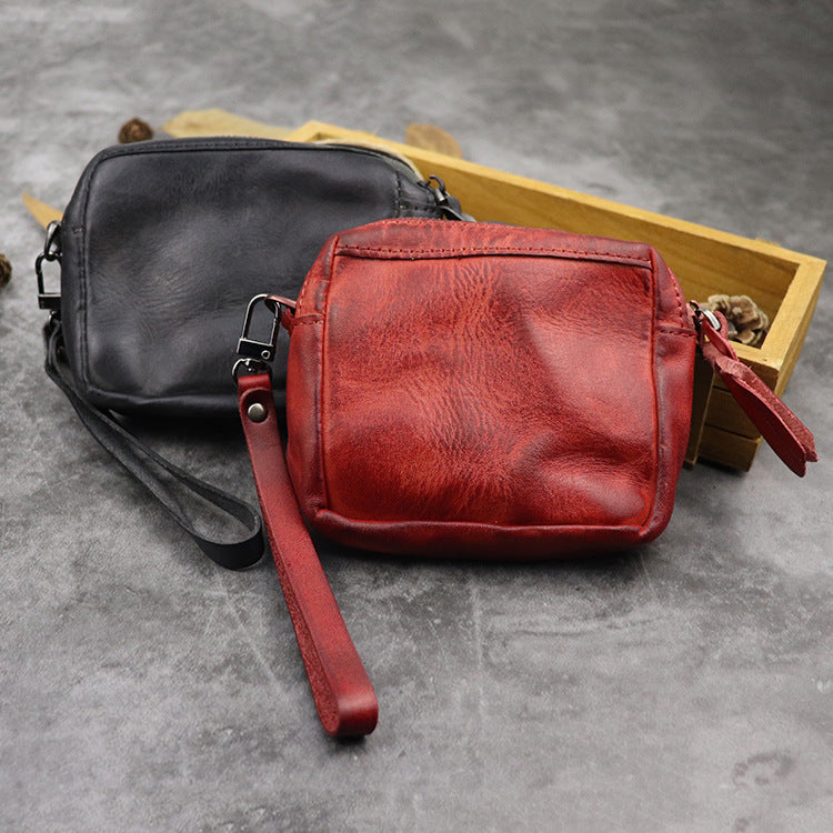 Women's Handmade Coloring Portable Couple Cowhide Storage Ladies Wallet