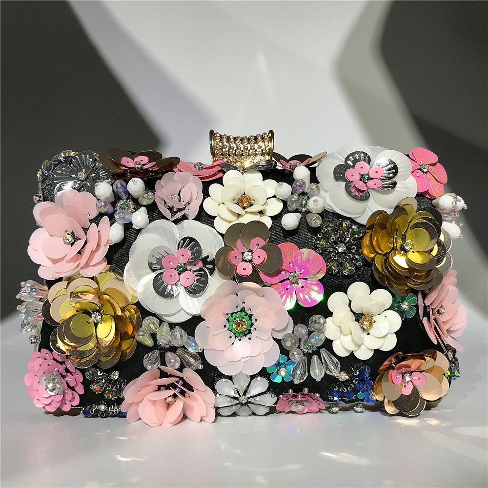 Cool Women's Handmade Colorful Flowers Beaded Bags