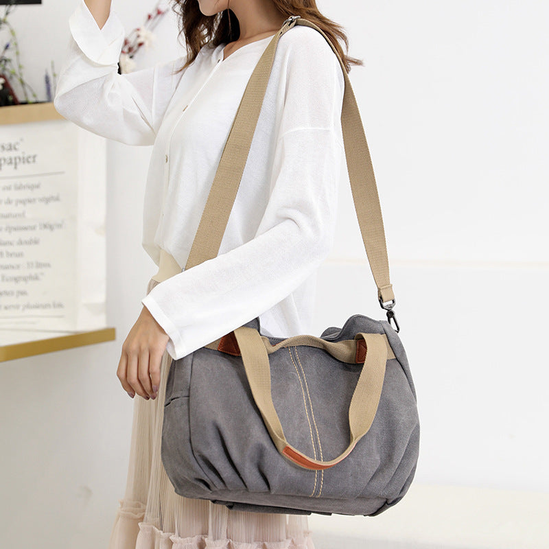 Women's Canvas Retro Trendy Large Capacity Fashion Women's Shoulder Bag