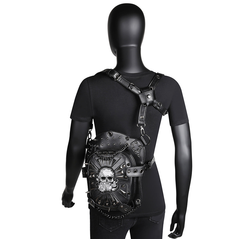 Women's Punk Style Motorcycle Skull Pocket Women's Messenger Bag