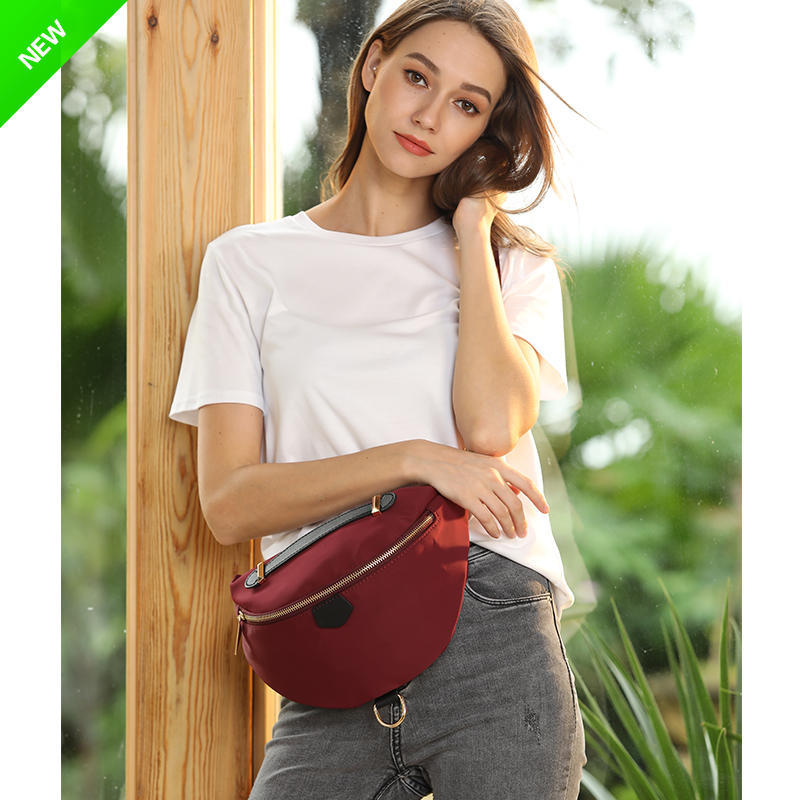 Women's Solid Color Portable Fashion Nylon Canvas Oxford Women's Chest Bag, Fanny Pack
